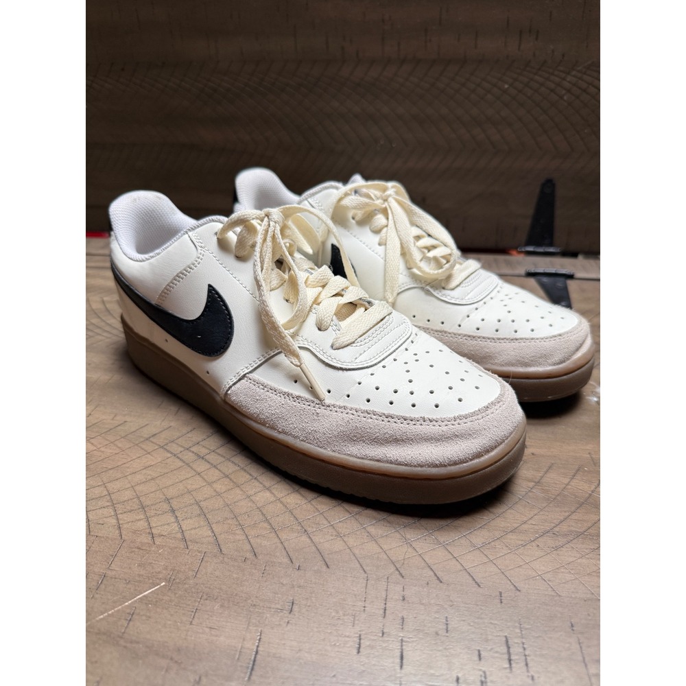 Nike Court Vision Low Sneakers Mens Size 8 Sail Black Gum FQ8075-133